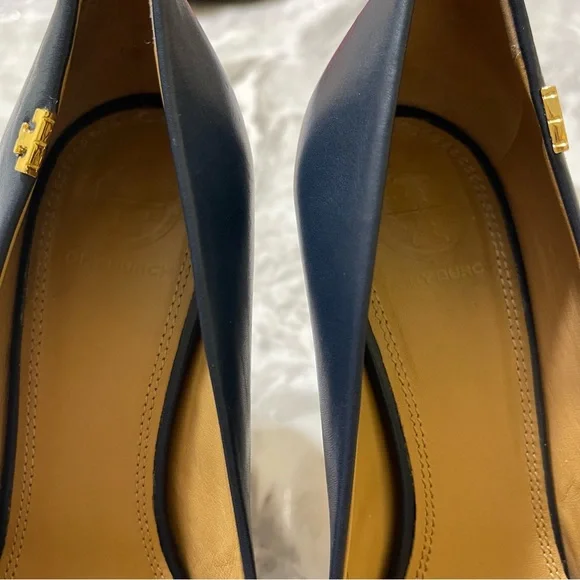 Tory Burch Penelope 85MM Cap Toe Pump Heels Size US 6 Ink Navy Perfect Black - Picture 9 of 15